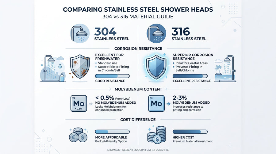 304 Stainless Steel vs. 316 for Shower Heads: What’s the Difference?