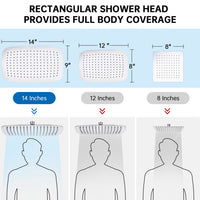 G-Promise All Metal 14 Inch Shower Head with Massage Mode Handheld, Rain Shower Head with Handheld Spray Combo, 3-Way Diverter with Pause Setting, 11 Inch Adjustable Extension Arm (Chrome)