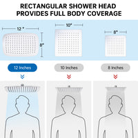 G-Promise All Metal 12 Inch Shower Head with Massage Mode Handheld, Rain Shower Head with Handheld Spray Combo, 3-Way Diverter with Pause Setting, 13 Inch Adjustable Extension Arm (Polished Chrome)