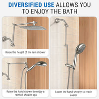 G-Promise 18 Inch Shower Extender with 6Inch Arm and Flange(Brushed Nickel) | Solid Brass Construction, Height and Angle Adjustable, Standard Connection Thread, All Installation Tools Included