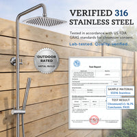 G-Promise 316 Marine Grade Stainless Steel Outdoor Shower Kit - Includes 8--10" Rain Shower Head & Handheld Spray, Wall Mounted, Maximum Corrosion Resistant for Poolside, Backyard, Coastal Homes