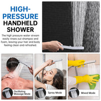 G-Promise All Metal 14 Inch Shower Head with Massage Mode Handheld, Rain Shower Head with Handheld Spray Combo, 3-Way Diverter with Pause Setting, 13 Inch Adjustable Extension Arm (Polished Chrome)