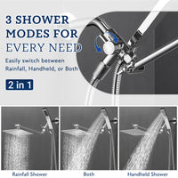 G-Promise All Metal 8" Dual Square Shower Head Combo | Rain Shower Head | Handheld Shower Wand | Adjustable | Smooth 3-Way Diverter | 71" Extra Long Hose - A Bathroom Upgrade (Chrome)