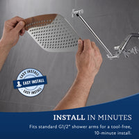 G-Promise All Metal 14" Dual Square Shower Head Combo | Rain Shower Head | Handheld Shower Wand | Adjustable | Smooth 3-Way Diverter | 71" Extra Long Hose - A Bathroom Upgrade (Chrome)