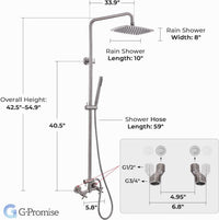 G-Promise 316 Marine Grade Stainless Steel Outdoor Shower Kit - Includes 10" Rain Shower Head & Handheld Spray, Wall Mounted, Maximum Corrosion Resistant for Poolside, Backyard, Coastal Homes
