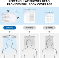 G-Promise All Metal 12 Inch Shower Head with Massage Mode Handheld, Rain Shower Head with Handheld Spray Combo, 3-Way Diverter with Pause Setting, 11 Inch Adjustable Extension Arm (Chrome)