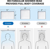 G-Promise All Metal 14 Inches Rain Shower Head with Handheld Built-in Power Wash Mode, 3-way Shower Diverter with Pause Setting, 11 Inches Adjustable Extension Arm, Long Hose (Chrome, 14 Inches)