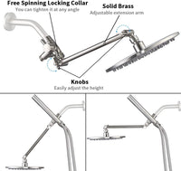 G-Promise All Metal Dual Shower Head Combo, 8 Inch Rainfall Shower Head, Handheld Spray Wand, Smooth 3-Way Diverter, with Adjustable Extension Arm, 71 Inches Long Hose (Brushed Nickel)