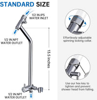 G-Promise All Metal Shower Diverter with 13.5 Inch Extended Holder(Chrome)