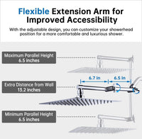 G-Promise All Metal 10 Inches Rainfall Shower Head with Handheld Spray Combo, 3 Settings Diverter, Adjustable Extension Arm with Lock Joints, 71 Inches Stainless Steel Hose (Chrome)