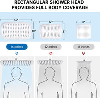 G-Promise All Metal 16 Inch Shower Head with Massage Mode Handheld, Rain Shower Head with Handheld Spray Combo, 3-Way Diverter with Pause Setting, 13 Inch Adjustable Extension Arm (Polished Chrome)