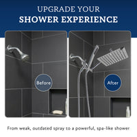 G-Promise All Metal 8" Dual Square Shower Head Combo | Rain Shower Head | Handheld Shower Wand | Adjustable | Smooth 3-Way Diverter | 71" Extra Long Hose - A Bathroom Upgrade (Chrome)