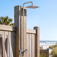 G-Promise 316 Marine Grade Stainless Steel 10" Rainfall Outdoor Shower Kit | SUS 316 Stainless Steel, Easy Install, Height Adjustable, Exposed Wall Mounted, for Poolside, Backyard, Coastal Homes