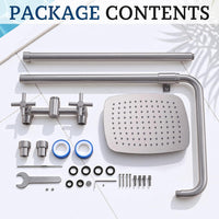 G-Promise 316 Marine Grade Stainless Steel 10" Rainfall Outdoor Shower Kit | SUS 316 Stainless Steel, Easy Install, Height Adjustable, Exposed Wall Mounted, for Poolside, Backyard, Coastal Homes