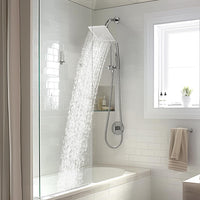 G-Promise All Metal Shower Diverter with Low Holder, Extended 13.5 Inch, Includes Rain Shower head, 3-Function Hand Shower with Massage Mode, Stainless Steel Long Hose (Chrome)