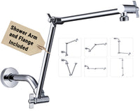 G-Promise 18 Inch Shower Extender with 6Inch Arm and Flange(Brushed Nickel) | Solid Brass Construction, Height and Angle Adjustable, Standard Connection Thread, All Installation Tools Included