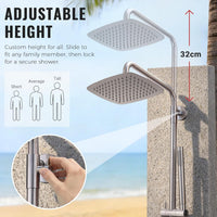 G-Promise 316 Marine Grade Stainless Steel Outdoor Shower Kit - Includes 10" Rain Shower Head & Handheld Spray, Wall Mounted, Maximum Corrosion Resistant for Poolside, Backyard, Coastal Homes