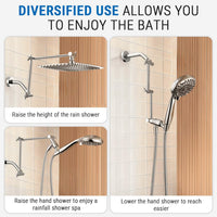 G-Promise 18 Inch Shower Extender with 6Inch Arm and Flange(Brushed Nickel) | Solid Brass Construction, Height and Angle Adjustable, Standard Connection Thread, All Installation Tools Included