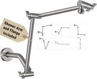 G-Promise 18 Inch Shower Extender with 6Inch Arm and Flange(Brushed Nickel) | Solid Brass Construction, Height and Angle Adjustable, Standard Connection Thread, All Installation Tools Included