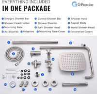 G-Promise 316 Marine Grade Stainless Steel Outdoor Shower Kit - Includes 10" Rain Shower Head & Handheld Spray, Wall Mounted, Maximum Corrosion Resistant for Poolside, Backyard, Coastal Homes