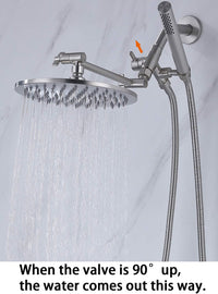 G-Promise All Metal Dual Shower Head Combo, 8 Inch Rainfall Shower Head, Handheld Spray Wand, Smooth 3-Way Diverter, with Adjustable Extension Arm, 71 Inches Long Hose (Brushed Nickel)