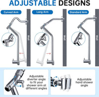 G-Promise All Metal Shower Diverter with 13.5 Inch Extended Holder(Chrome)