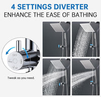 G-Promise All Metal Shower Diverter with 13.5 Inch Extended Holder(Chrome)