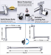 G-Promise All Metal 14 Inches Rainfall Shower Head with Handheld Spray Combo, 3 Settings Diverter, Adjustable Extension Arm with Lock Joints, 71 Inches Stainless Steel Hose (Chrome)