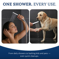 G-Promise All Metal 8" Dual Square Shower Head Combo | Rain Shower Head | Handheld Shower Wand | Adjustable | Smooth 3-Way Diverter | 71" Extra Long Hose - A Bathroom Upgrade (Chrome)