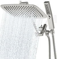 G-Promise All Metal 10" Dual Square Shower Head Combo | Rain Shower Head | Handheld Shower Wand | Adjustable | Smooth 3-Way Diverter | 71" Extra Long Hose - A Bathroom Upgrade (Chrome)