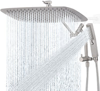 G-Promise All Metal 12 Inch Shower Head with Massage Mode Handheld, Rain Shower Head with Handheld Spray Combo, 3-Way Diverter with Pause Setting, 11 Inch Adjustable Extension Arm (Chrome)