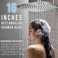 G-Promise All Metal 16 Inch Shower Head with Massage Mode Handheld, Rain Shower Head with Handheld Spray Combo, 3-Way Diverter with Pause Setting, 13 Inch Adjustable Extension Arm (Polished Chrome)