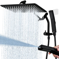 G-Promise All Metal 14 Inches Rain Shower Head with Handheld Built-in Power Wash Mode, 3-way Shower Diverter with Pause Setting, 11 Inches Adjustable Extension Arm, Long Hose (Chrome, 14 Inches)