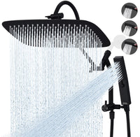 G-Promise All Metal 16 Inch Shower Head with Massage Mode Handheld, Rain Shower Head with Handheld Spray Combo, 3-Way Diverter with Pause Setting, 13 Inch Adjustable Extension Arm (Polished Chrome)