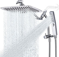 G-Promise All Metal 12 Inch Shower Head with Massage Mode Handheld, Rain Shower Head with Handheld Spray Combo, 3-Way Diverter with Pause Setting, 11 Inch Adjustable Extension Arm (Chrome)