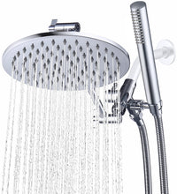 G-Promise All Metal Dual Shower Head Combo, 8 Inch Rainfall Shower Head, Handheld Spray Wand, Smooth 3-Way Diverter, with Adjustable Extension Arm, 71 Inches Long Hose (Brushed Nickel)