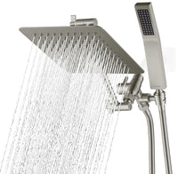 G-Promise All Metal 10" Dual Square Shower Head Combo | Rain Shower Head | Handheld Shower Wand | Adjustable | Smooth 3-Way Diverter | 71" Extra Long Hose - A Bathroom Upgrade (Chrome)