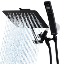 G-Promise All Metal 10" Dual Square Shower Head Combo | Rain Shower Head | Handheld Shower Wand | Adjustable | Smooth 3-Way Diverter | 71" Extra Long Hose - A Bathroom Upgrade (Chrome)