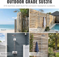 G-Promise 316 Marine Grade Stainless Steel Outdoor Shower Kit - Includes 10" Rain Shower Head & Handheld Spray, Wall Mounted, Maximum Corrosion Resistant for Poolside, Backyard, Coastal Homes