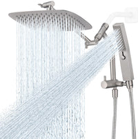 G-Promise All Metal 12 Inch Shower Head with Massage Mode Handheld, Rain Shower Head with Handheld Spray Combo, 3-Way Diverter with Pause Setting, 11 Inch Adjustable Extension Arm (Chrome)
