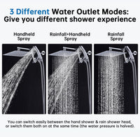G-Promise All Metal 10 Inches Rainfall Shower Head with Handheld Spray Combo, 3 Settings Diverter, Adjustable Extension Arm with Lock Joints, 71 Inches Stainless Steel Hose (Chrome)