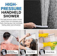 G-Promise All Metal 16 Inch Shower Head with Massage Mode Handheld, Rain Shower Head with Handheld Spray Combo, 3-Way Diverter with Pause Setting, 13 Inch Adjustable Extension Arm (Polished Chrome)