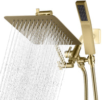 G-Promise All Metal 10" Dual Square Shower Head Combo | Rain Shower Head | Handheld Shower Wand | Adjustable | Smooth 3-Way Diverter | 71" Extra Long Hose - A Bathroom Upgrade (Chrome)