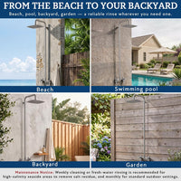 G-Promise 316 Marine Grade Stainless Steel 10" Rainfall Outdoor Shower Kit | SUS 316 Stainless Steel, Easy Install, Height Adjustable, Exposed Wall Mounted, for Poolside, Backyard, Coastal Homes