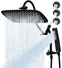G-Promise All Metal 16 Inch Shower Head with Massage Mode Handheld, Rain Shower Head with Handheld Spray Combo, 3-Way Diverter with Pause Setting, 13 Inch Adjustable Extension Arm (Polished Chrome)