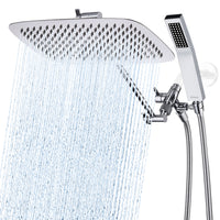 G-Promise All Metal 14" Dual Square Shower Head Combo | Rain Shower Head | Handheld Shower Wand | Adjustable | Smooth 3-Way Diverter | 71" Extra Long Hose - A Bathroom Upgrade (Chrome)