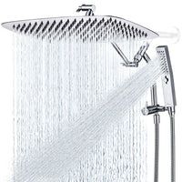 G-Promise All Metal 16 Inch Shower Head with Massage Mode Handheld, Rain Shower Head with Handheld Spray Combo, 3-Way Diverter with Pause Setting, 11 Inch Adjustable Extension Arm (Chrome)