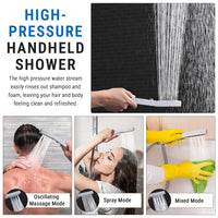 G-Promise All Metal 16 Inch Shower Head with Massage Mode Handheld, Rain Shower Head with Handheld Spray Combo, 3-Way Diverter with Pause Setting, 11 Inch Adjustable Extension Arm (Chrome)
