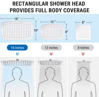 G-Promise All Metal 16 Inch Shower Head with Massage Mode Handheld, Rain Shower Head with Handheld Spray Combo, 3-Way Diverter with Pause Setting, 11 Inch Adjustable Extension Arm (Chrome)