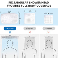 G-Promise All Metal 14 Inches Rainfall Shower Head with Handheld Spray Combo, 3 Settings Diverter, Adjustable Extension Arm with Lock Joints, 71 Inches Stainless Steel Hose (Chrome)